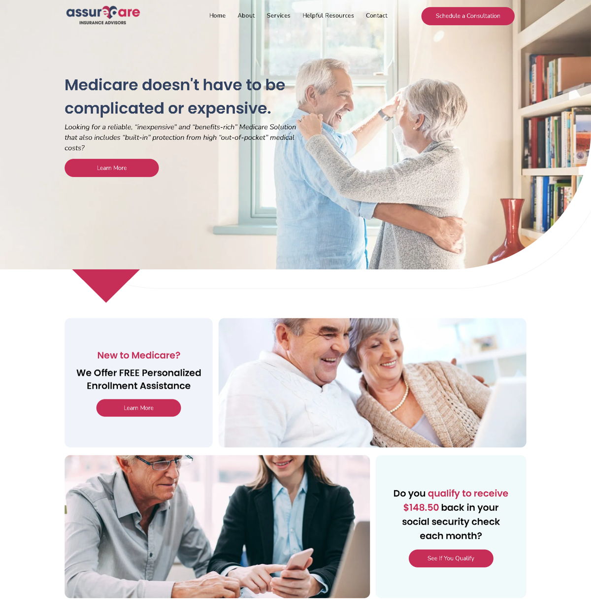 Screenshot of AssureCare Insurance Advisors , from the duda websites collection.