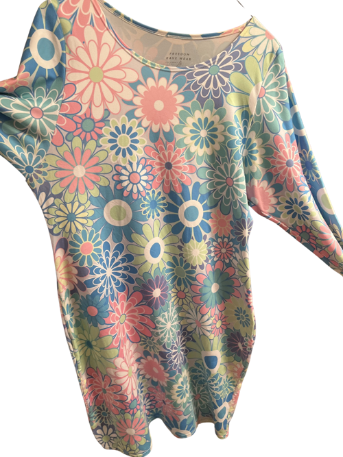 Retro Bloom Long Sleeve Dress - XXL