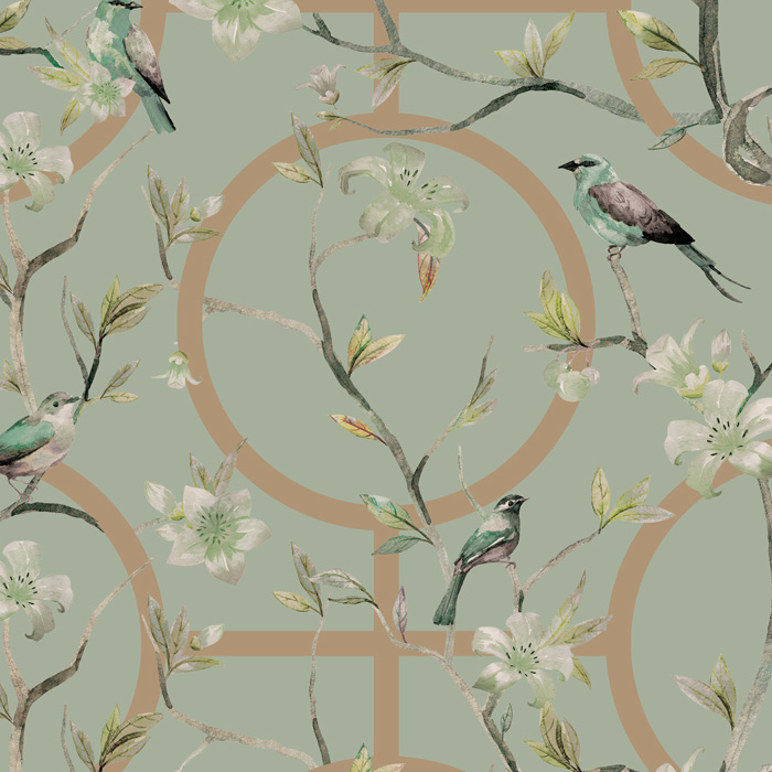 green floral geometric wallpaper pattern image