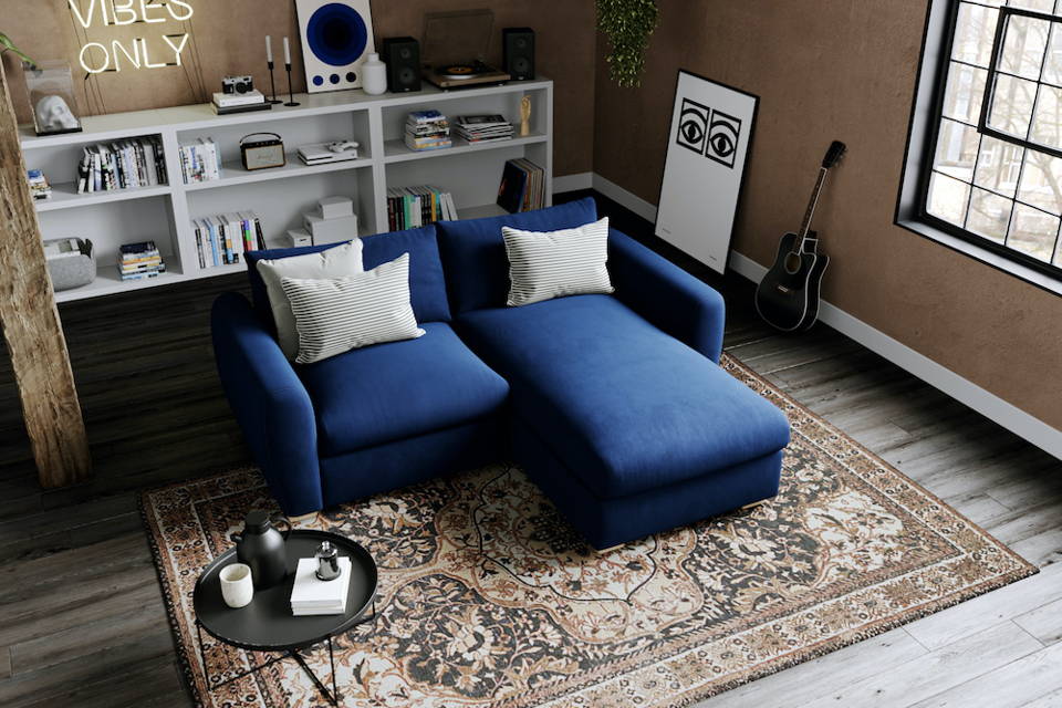 Snug Modern Chaise Navy Corner Sofa 