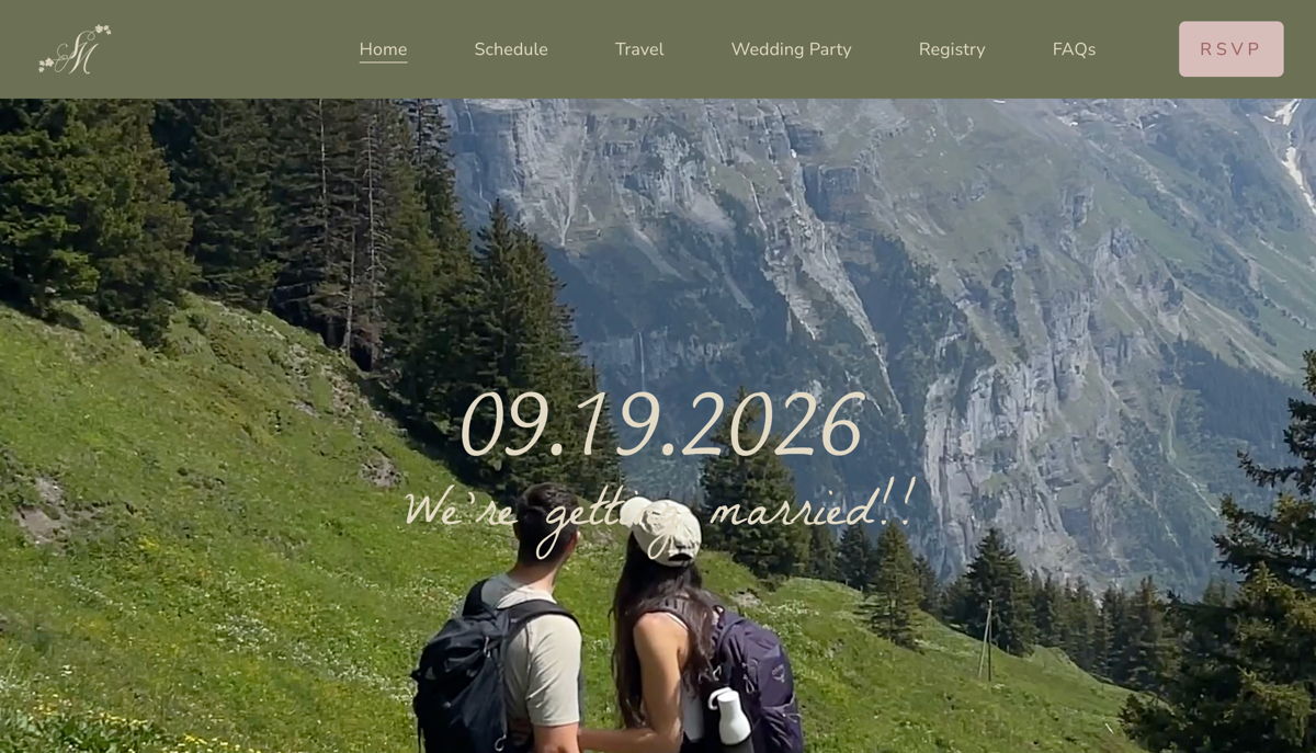 Screenshot of Sarah & Matt, from the wedding websites collection.