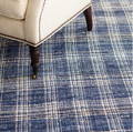 Handwoven denim plaid cotton rug