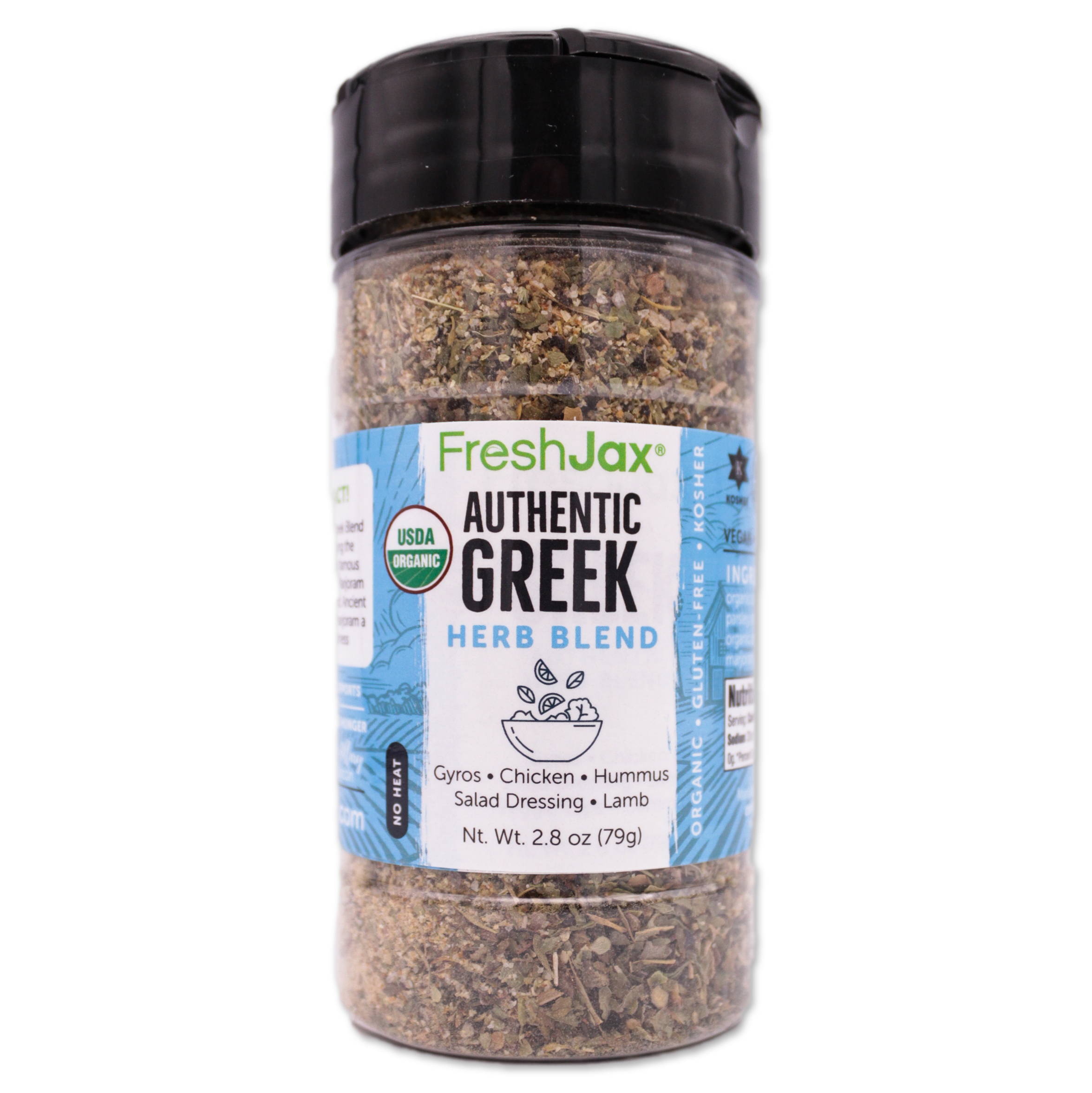 FreshJax Organic Spices Authentic Greek Herb Blend large bottle