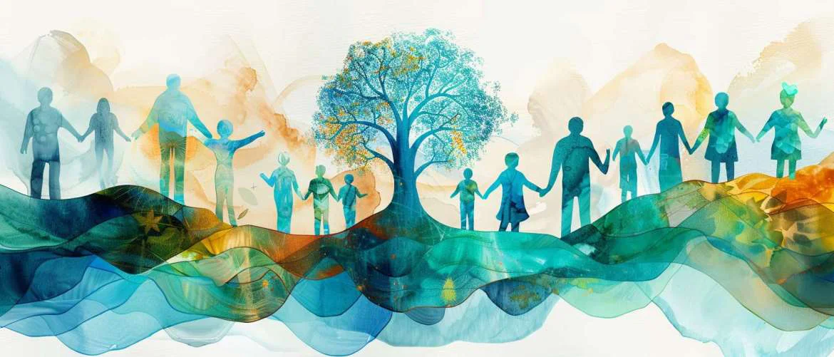 Artistic illustration of holistic integrated healthcare at the Restorative Village