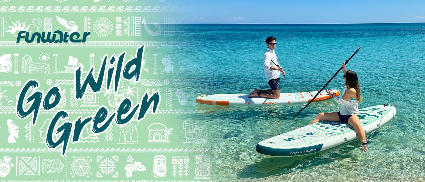 Funwater inflatable paddle board Canada go wild green