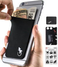 phone wallet black with white logo by gecko travel tech