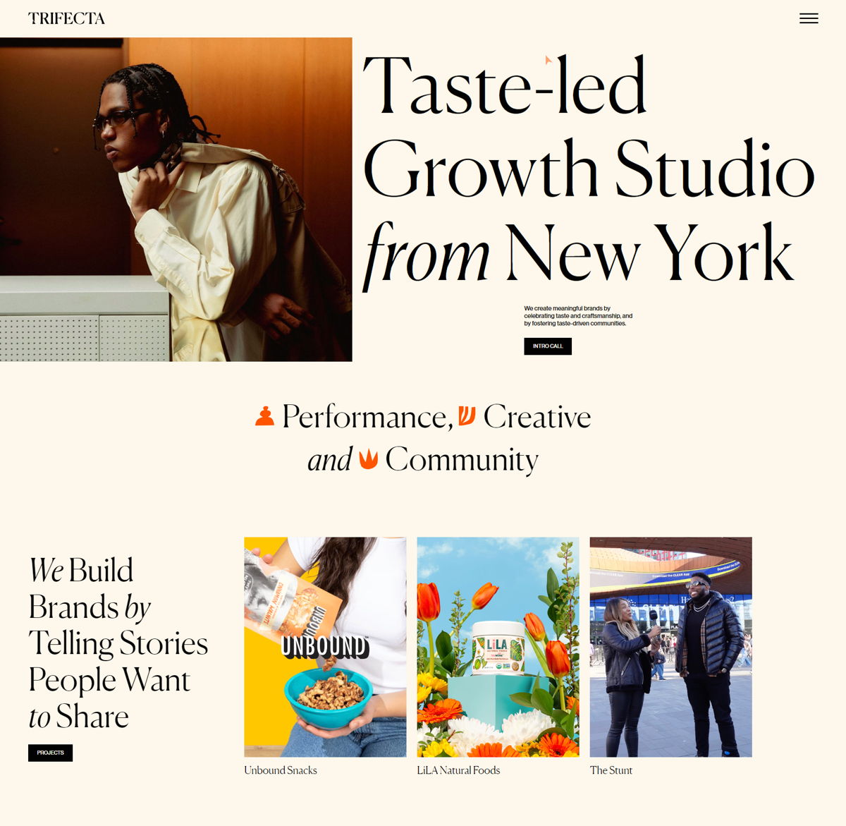 Screenshot of TRIFECTA , from the  framer websites collection.