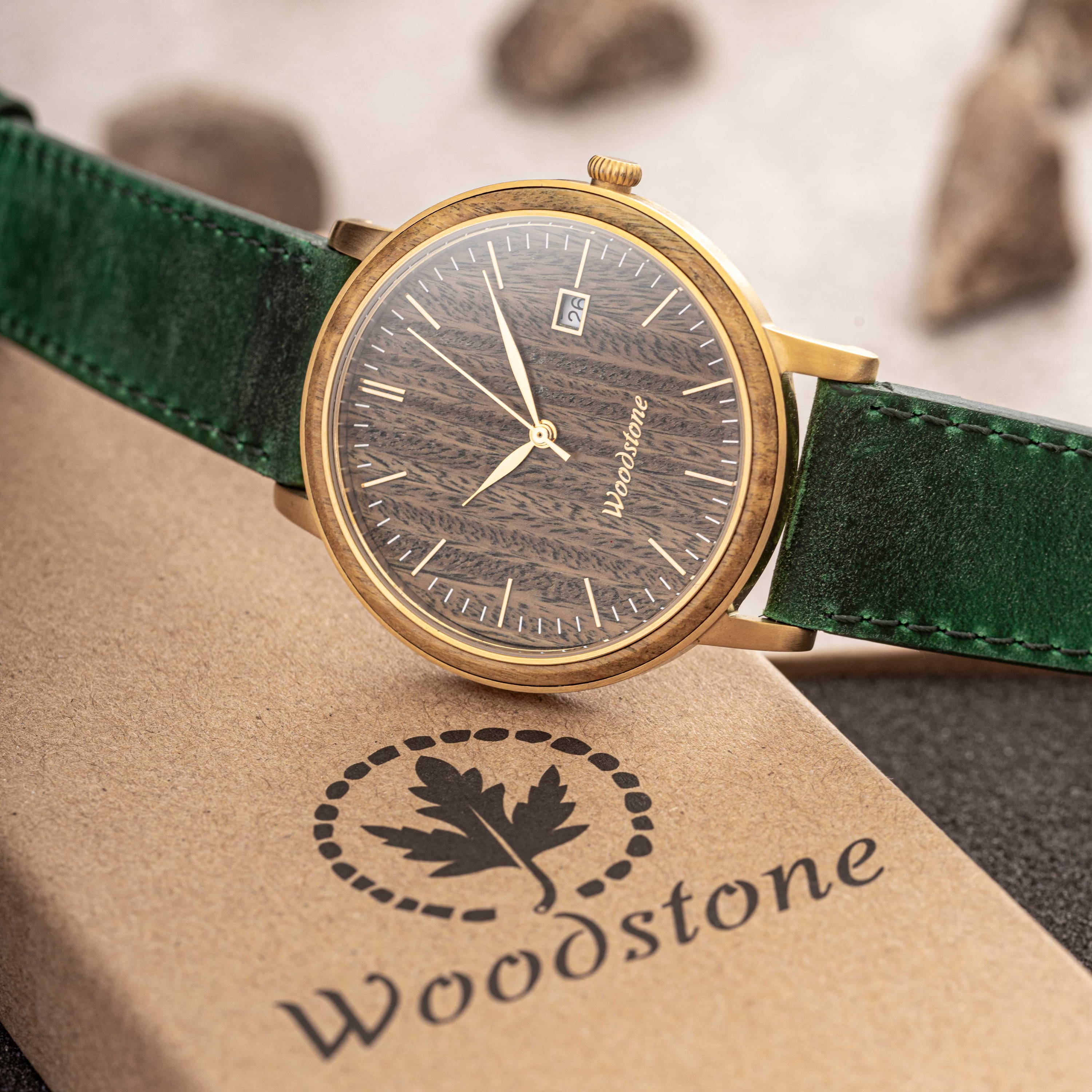 Woodstone wooden watches perfect anniversary gifts for man green sandalwood