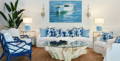 living room with ocean blue table lamps