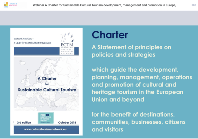 A Charter for Sustainable Cultural Tourism development, management and promotion in Europe, latest developments and prospects