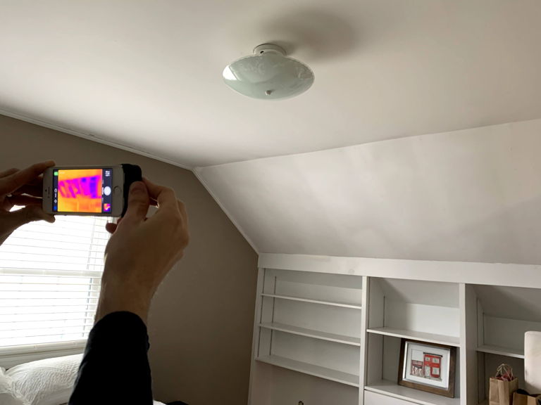 smartphone with thermal reading of attic