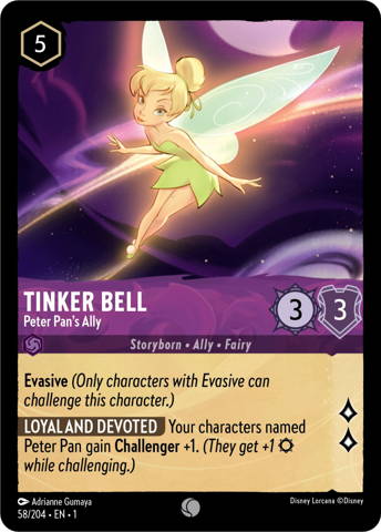 Tinker Bell card from Disney's Lorcana: The First Chapter.