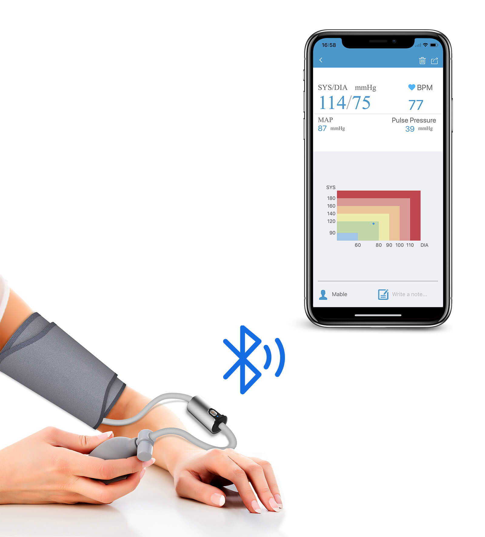 LOOKEE® AirBP Blood Pressure Monitor | Bluetooth BP Monitor with App and  Voice Guide | Upper Arm Cuff | Multi-Users | FDA Approved | Medical Accuracy