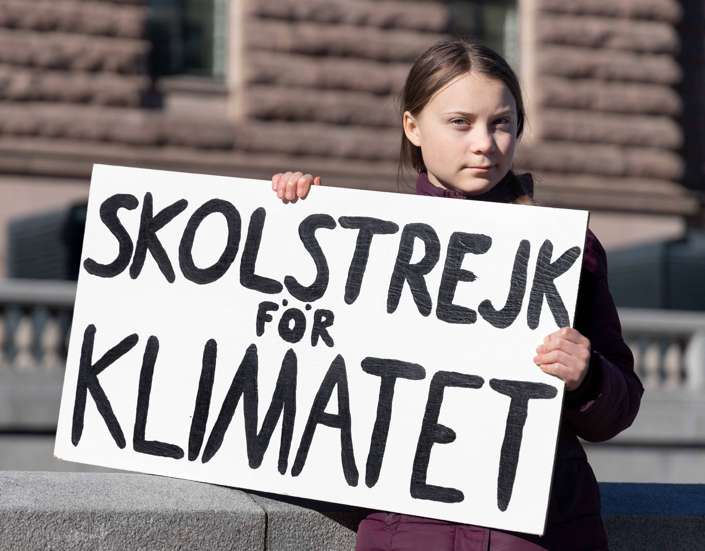 Greta Thunberg at a school climate strike