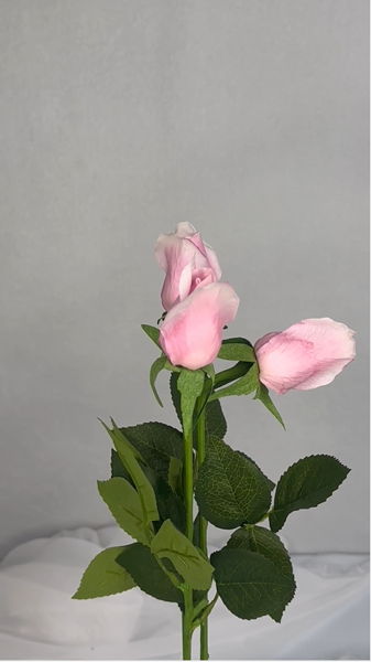 Dusky Pink Real Touch Rose Bud - Realistic Artificial Flowers - Image 4