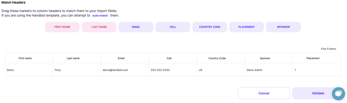 importees match headings 