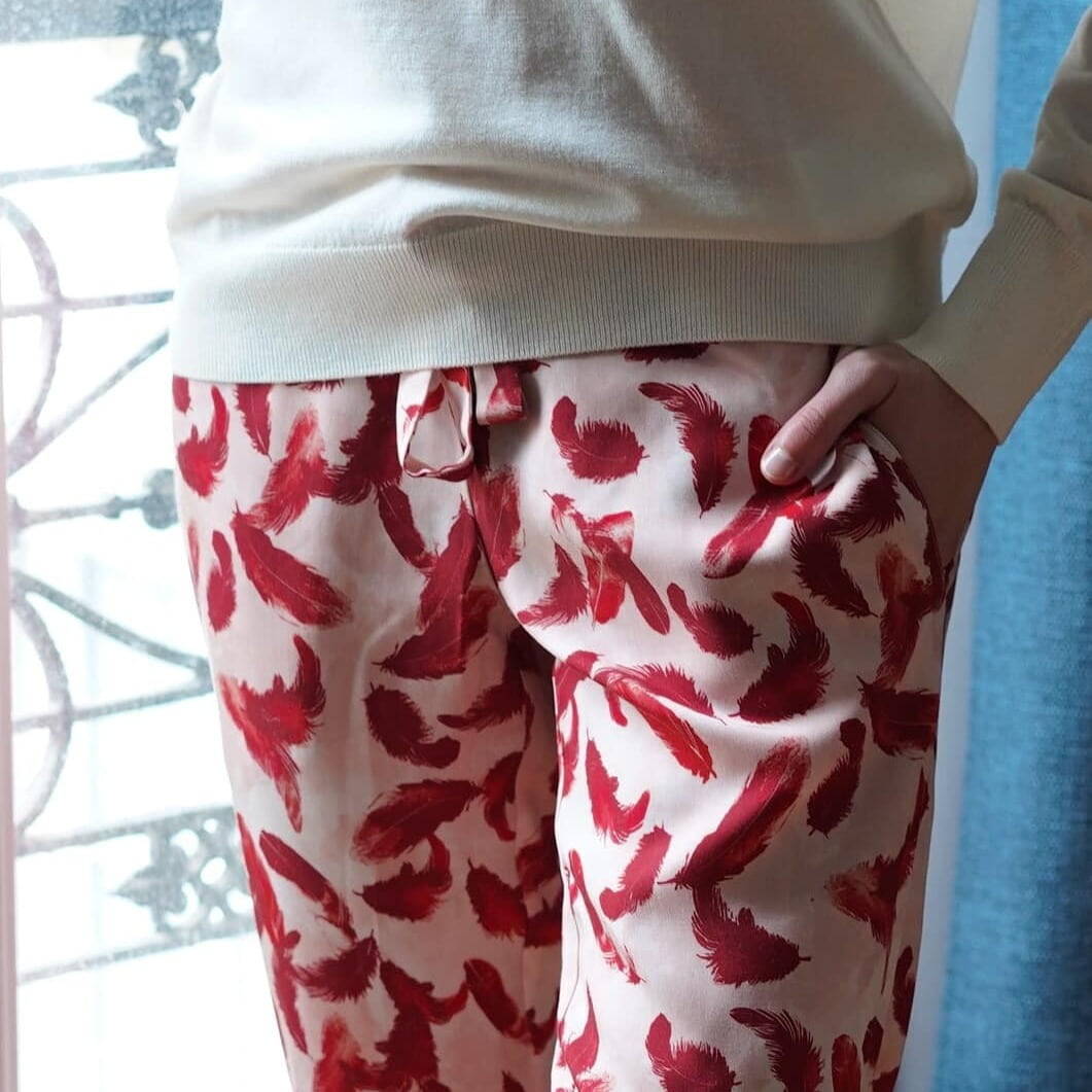 Nêge Paris - Pyjama Délicatesse chemise pantalon rouge bordeaux 100% tencel lyocell certifié oeko-tex