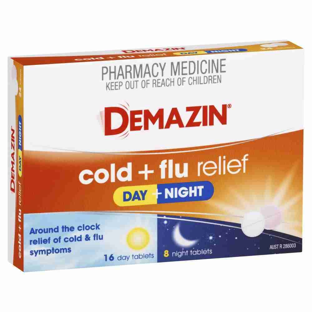 Demazin Cold & Flu Relief Day + Night 24 Tablets - Image 2