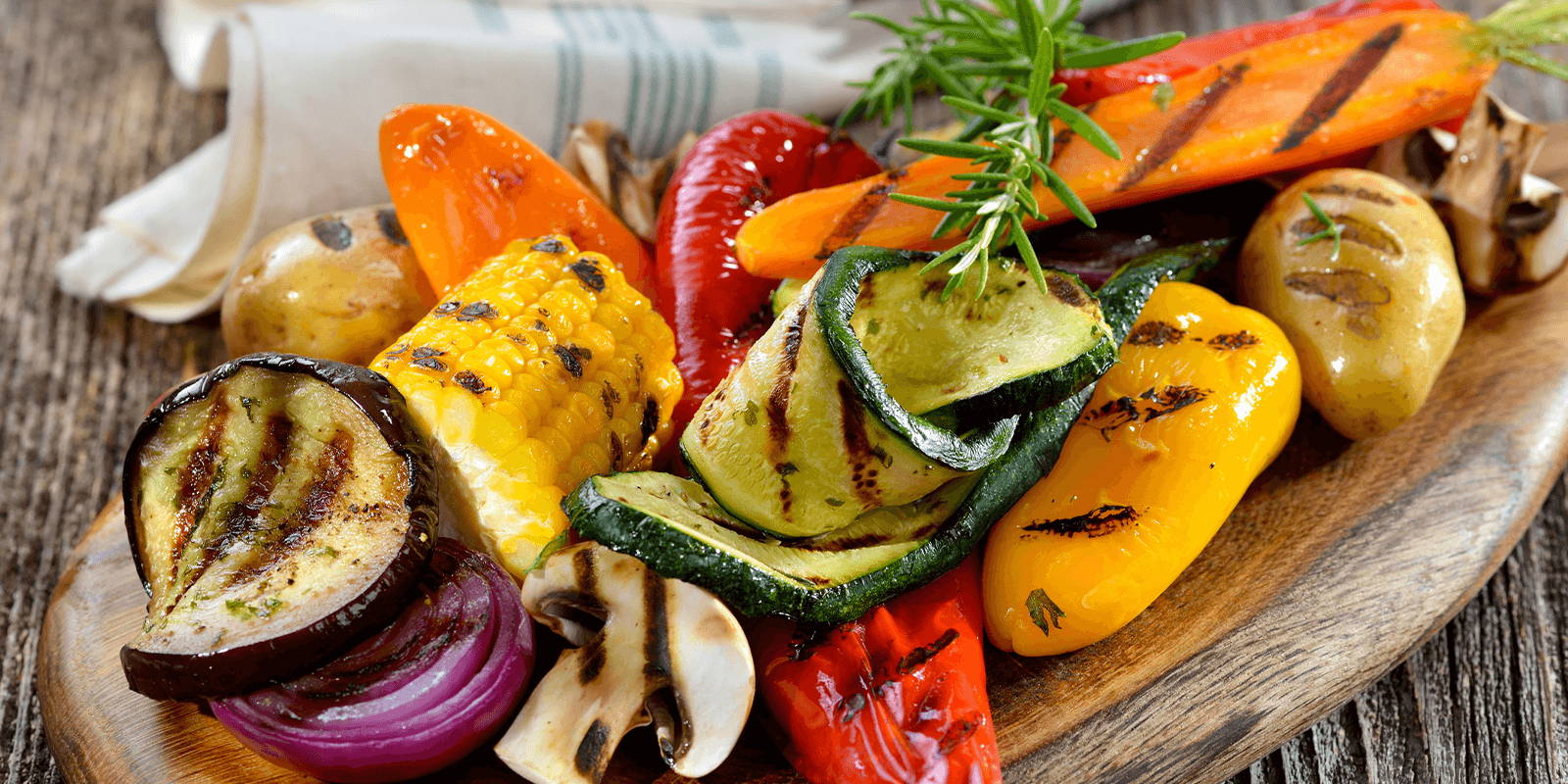Platter of grilled seasonal summer vegetables