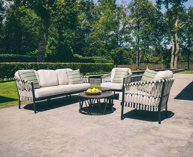 Applebee Menton Lounge Outdoor Patio Furniture Mixed Material Aluminum with Rope Detail