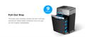 Pull Out-Stop Protection  The heavy duty shredder shreds Pull Out-t will stop working for added safety protection once you pull out the 9-gallon wastebasket.