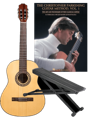 An image showing a guitar, guitar accessories, and a guitar instruction book.