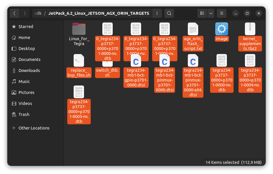 BSP files moved in target HW image folder