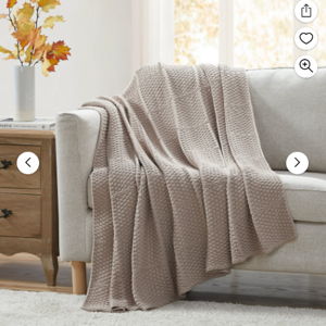 My Texas House Kelsey Taupe Acrylic Knit Throw, 60" x 80"