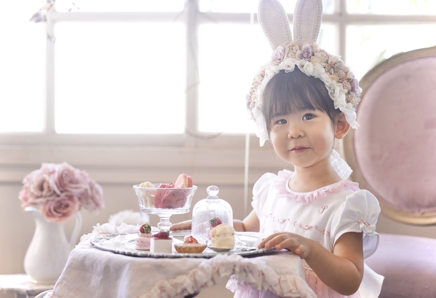 Pink party smocked dress