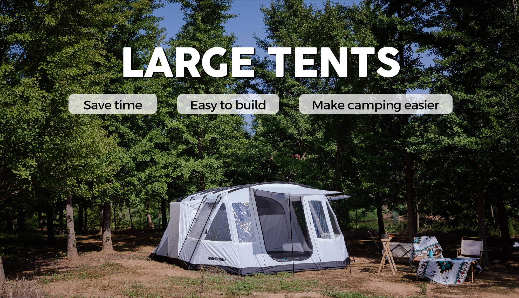 This large capacity camping tent can save you time on set-up and make camping easier
