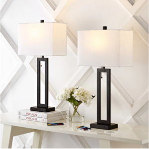 JONATHAN Y Sabrina LED Table Lamp with USB (Set of 2) | Ashley - Black