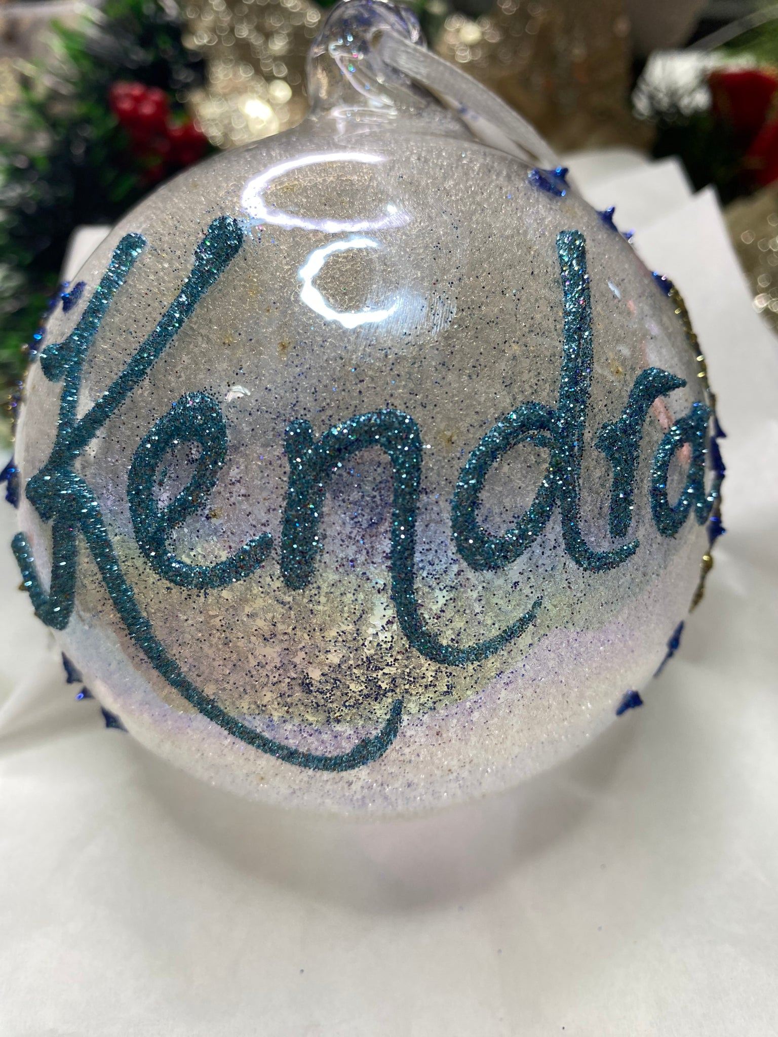 Glass Frosted Rainbow Bauble 100mm - Image 3