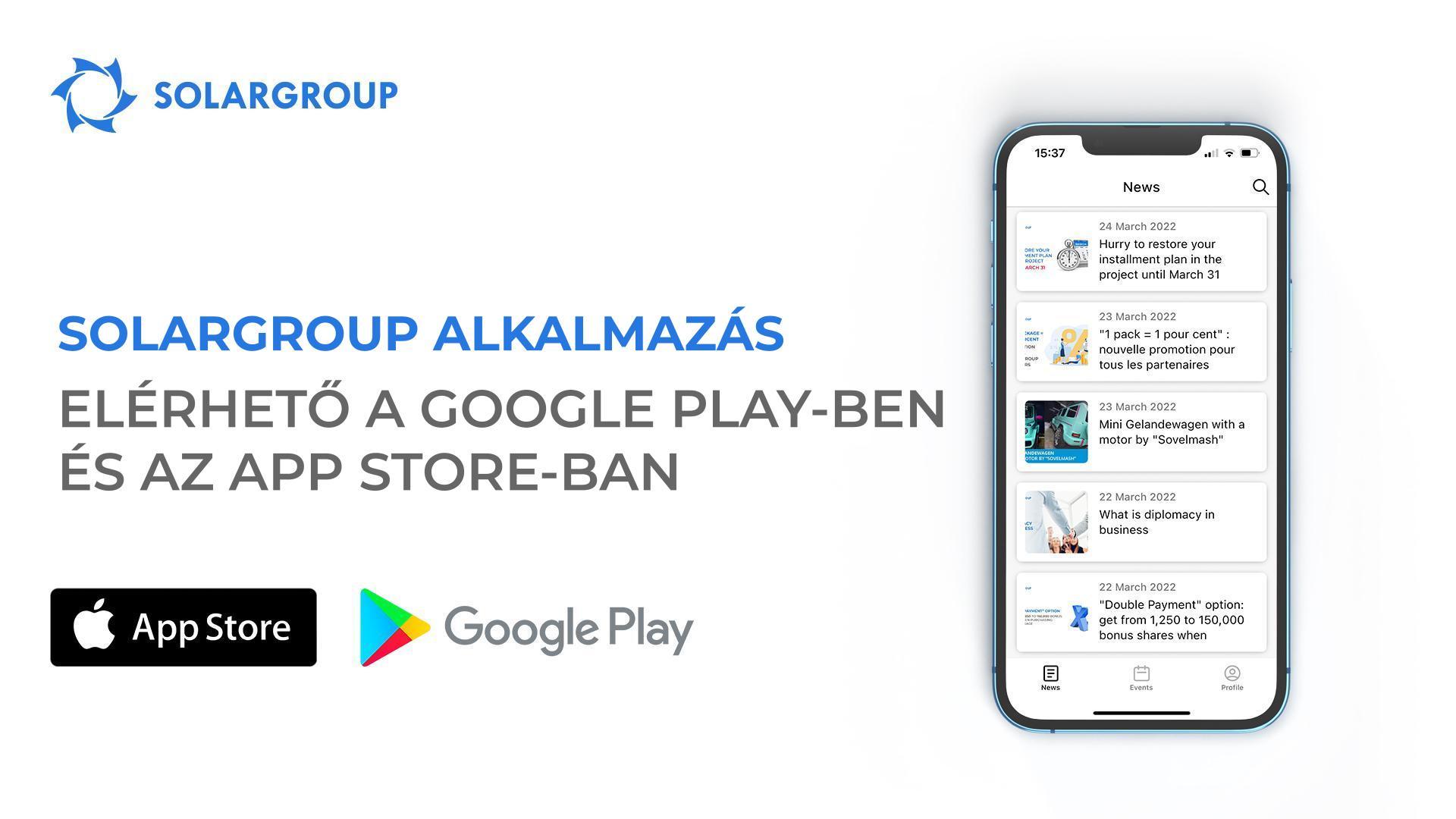 A SOLARGROUP IT platformjának új fejlesztési szintje: a mobil alkalmazás elérhető a Google Play-ben és az App Store-ban