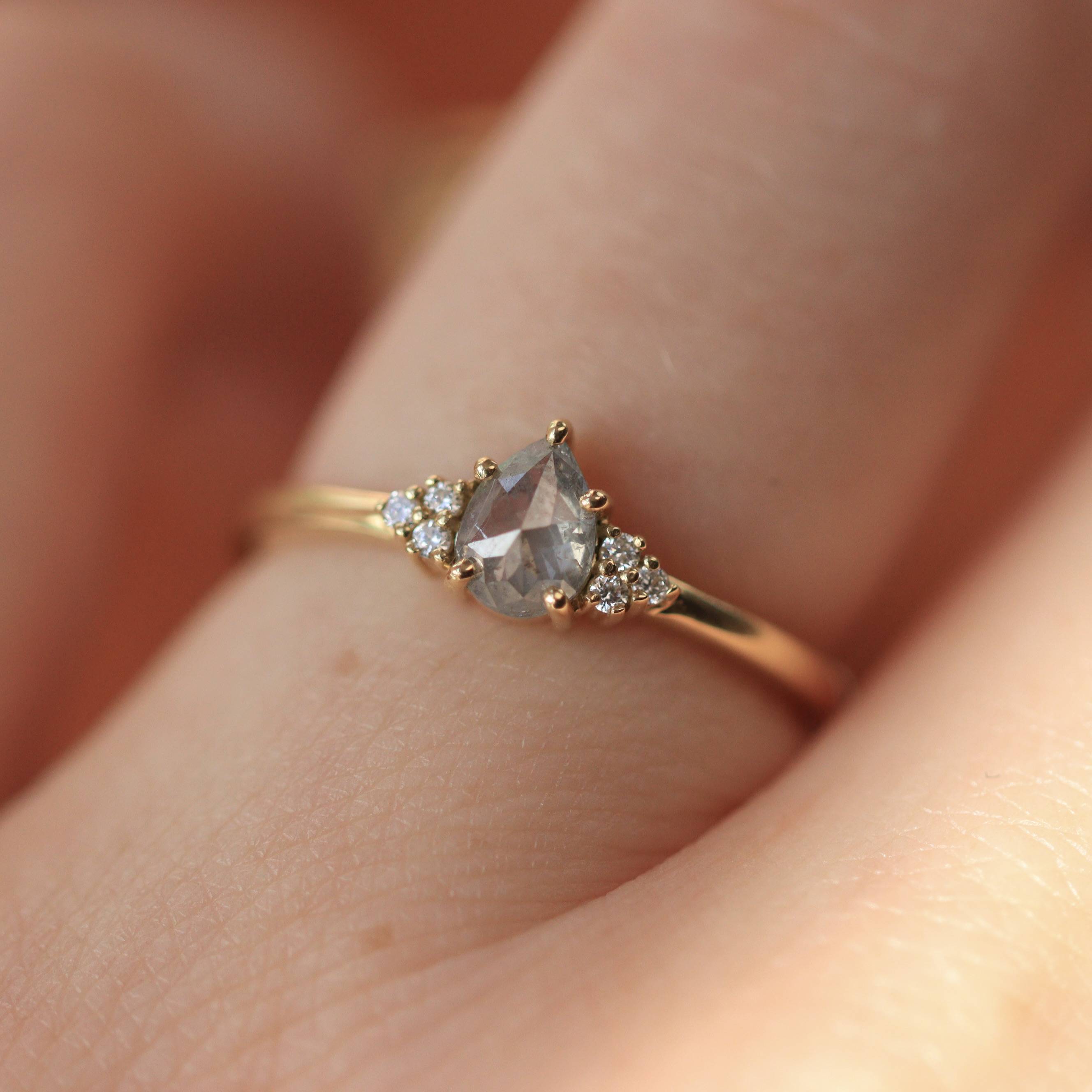 Salt and pepper diamond engagement ring
