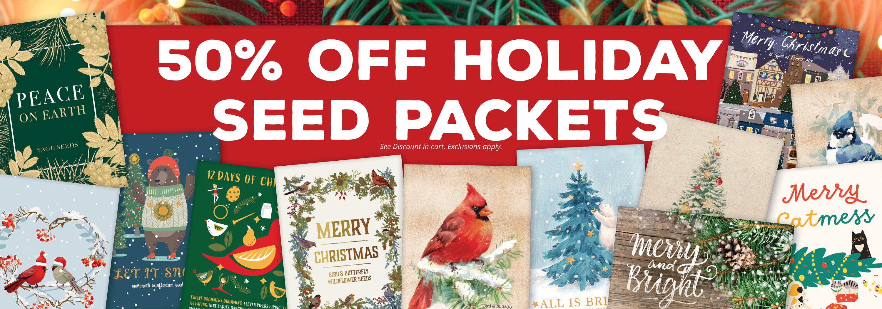 save 25% on Christmas Card Seed Packets