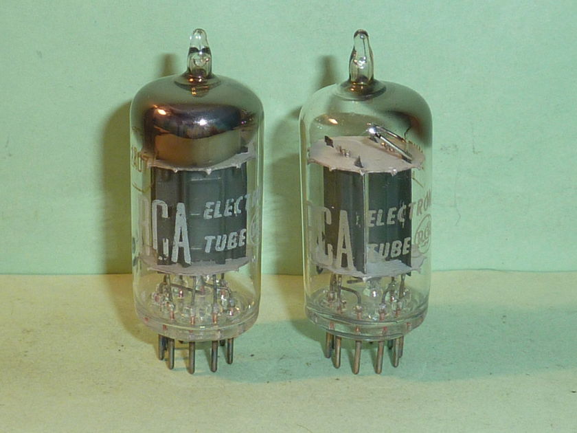RCA 12AU7 ECC82 Black Plate Tubes, Matched Pair, NOS, Tested, Matched Codes