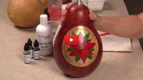 Watch Video #3 - How to Make a Stained Glass Poinsettia Gourd 