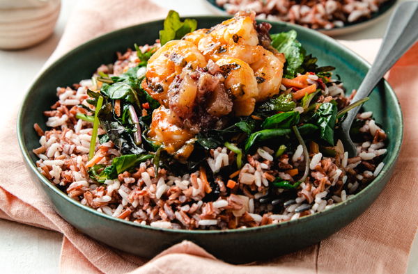 Photo of PREMIUM Chipotle Peach Glazed Gulf Shrimp with Rice Pilaf