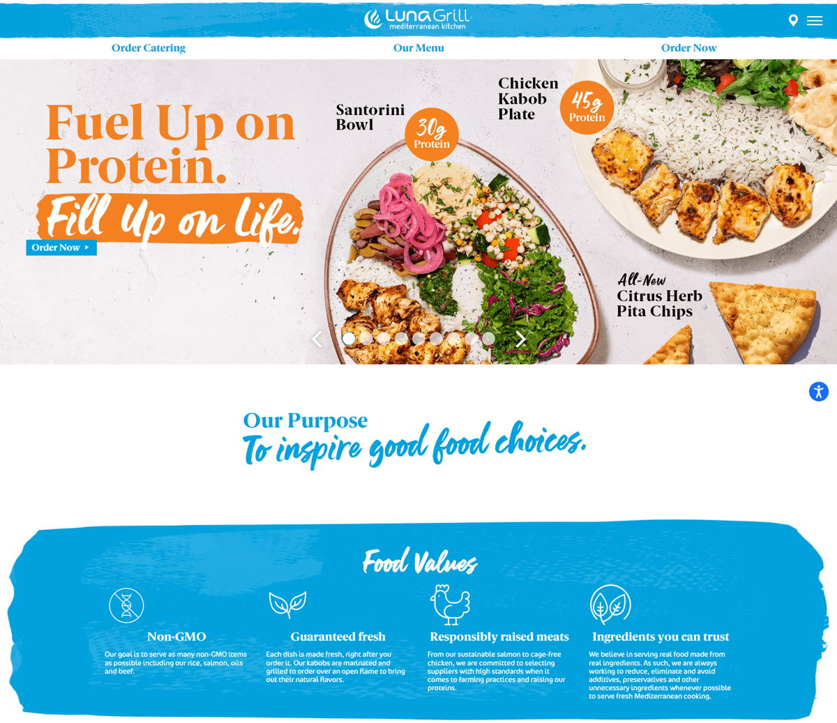 Screenshot of Luna Grill , from the wordpress websites collection.