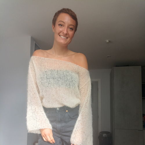 Off the shoulder mohair sweater - knitting pattern