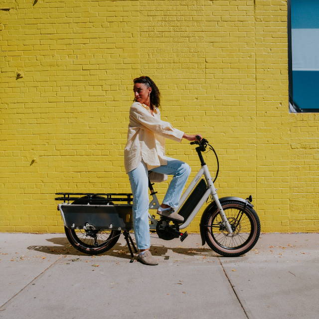 woman on an electric city bike