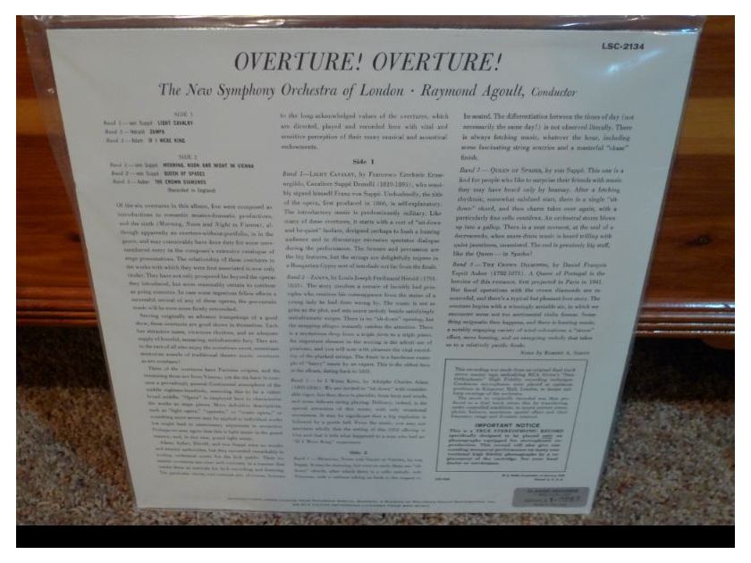 New Symphony Orch. London (Agoult) - Overture: Overture lsc-2134 Classic Records original reissue 180G 1990's Sealed