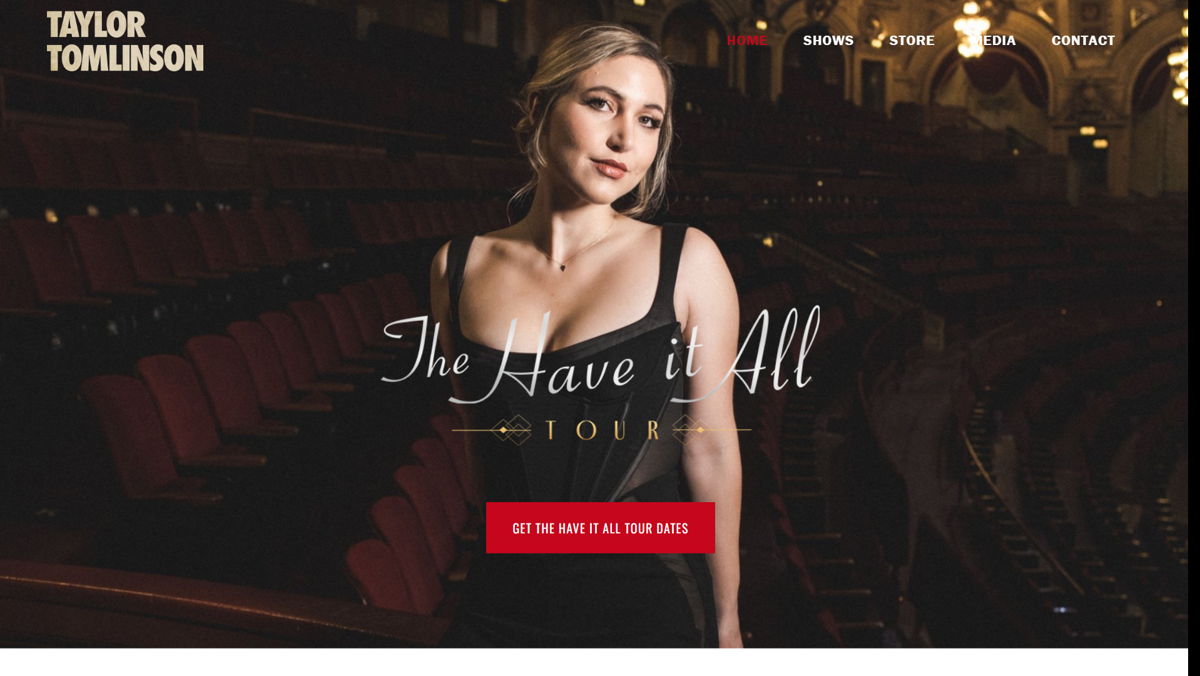 Screenshot of Taylor Tomlinson, from the stand-up comedian websites collection.