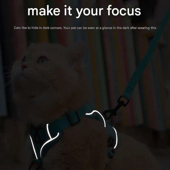 Brown Reflective Mesh Dog and Cat Harness and Leash Set - Adjustable No-Pull Vest - Image 3