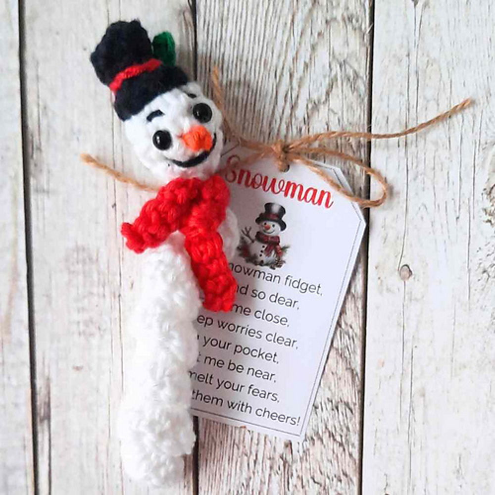 Snowman Worry Worm Crochet Pattern