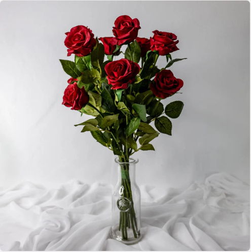 Red Real Touch Half Bloom Rose - Realistic Artificial Flowers - Image 2