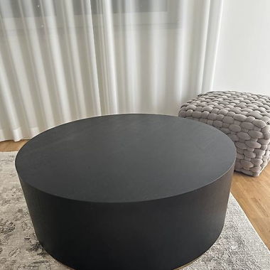 Runder Couchtisch Holz schwarz/gold