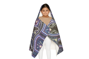 Indigenous Art Hooded Kids Towel – Cotton Terry Lining, Beach & Bath Wrap with nice Comfort