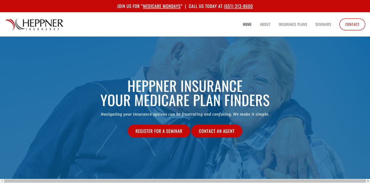 Screenshot of Heppner Insurance, from the insurance agent websites collection.