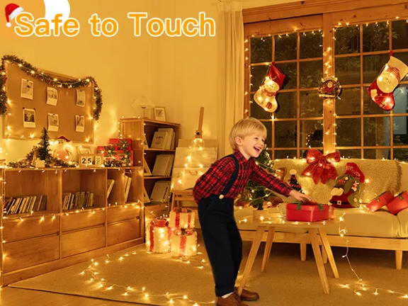 Features of Ollny's 800 leds clear cable cool white string lights - mobile size